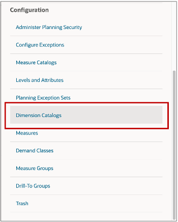 Dimension catalogs