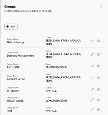 Groups drawer