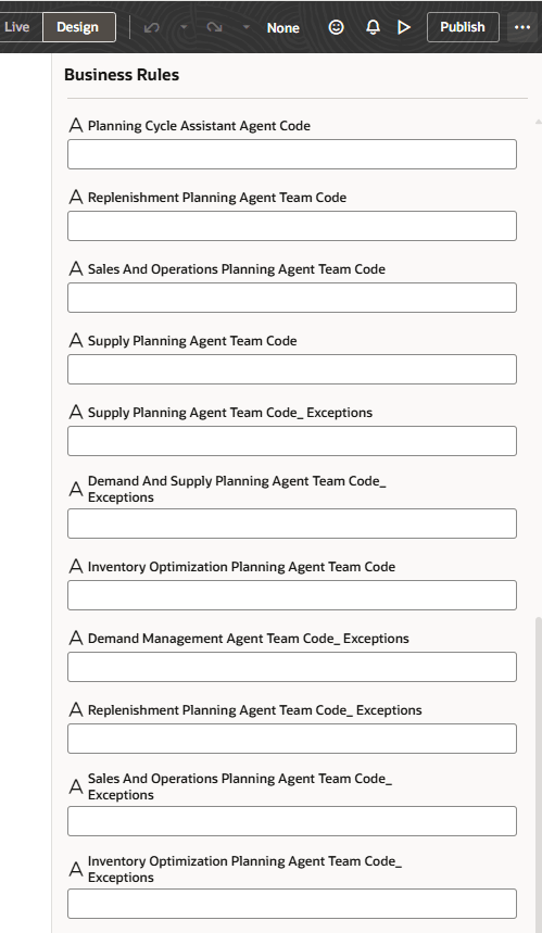 Business rules variables