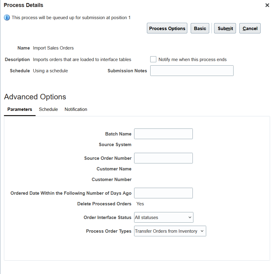 Schedule the Import Sales Orders process