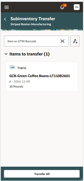 The Item Card can be customized to display Grade and Expiration Date