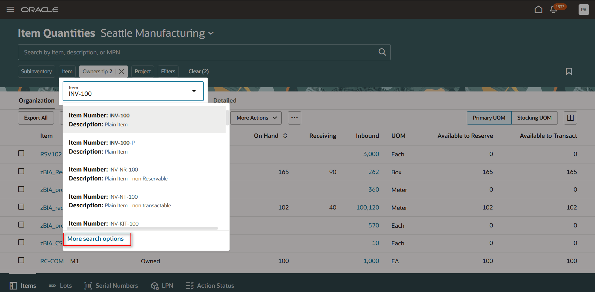 More search options