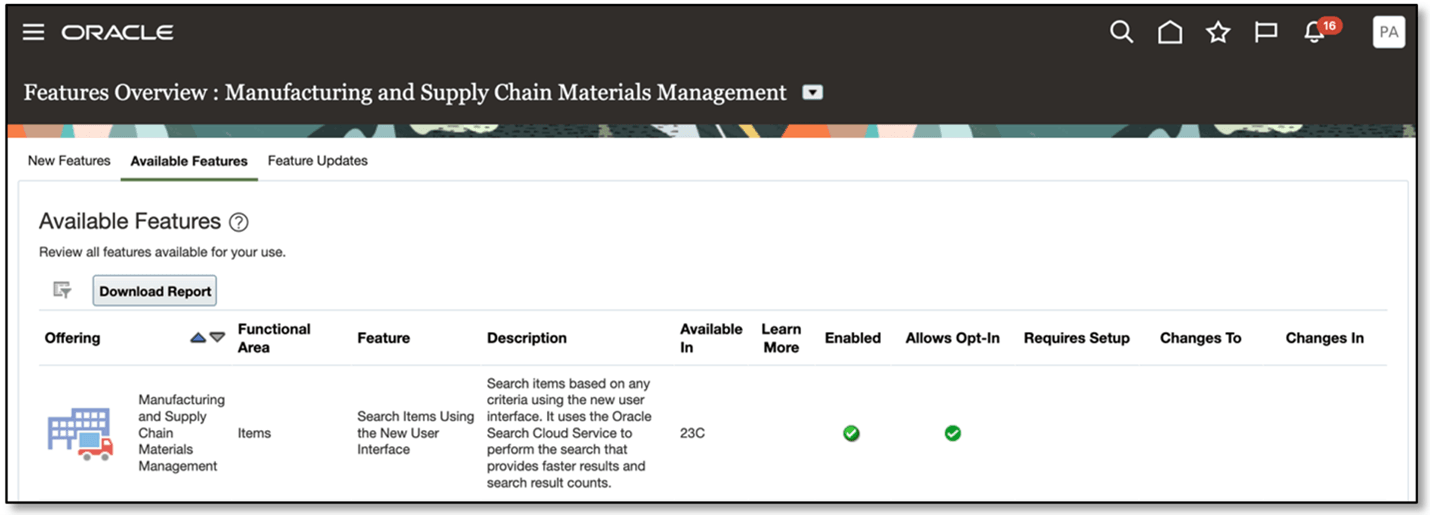 Opt In to the Search Items Using the New User Interface Feature