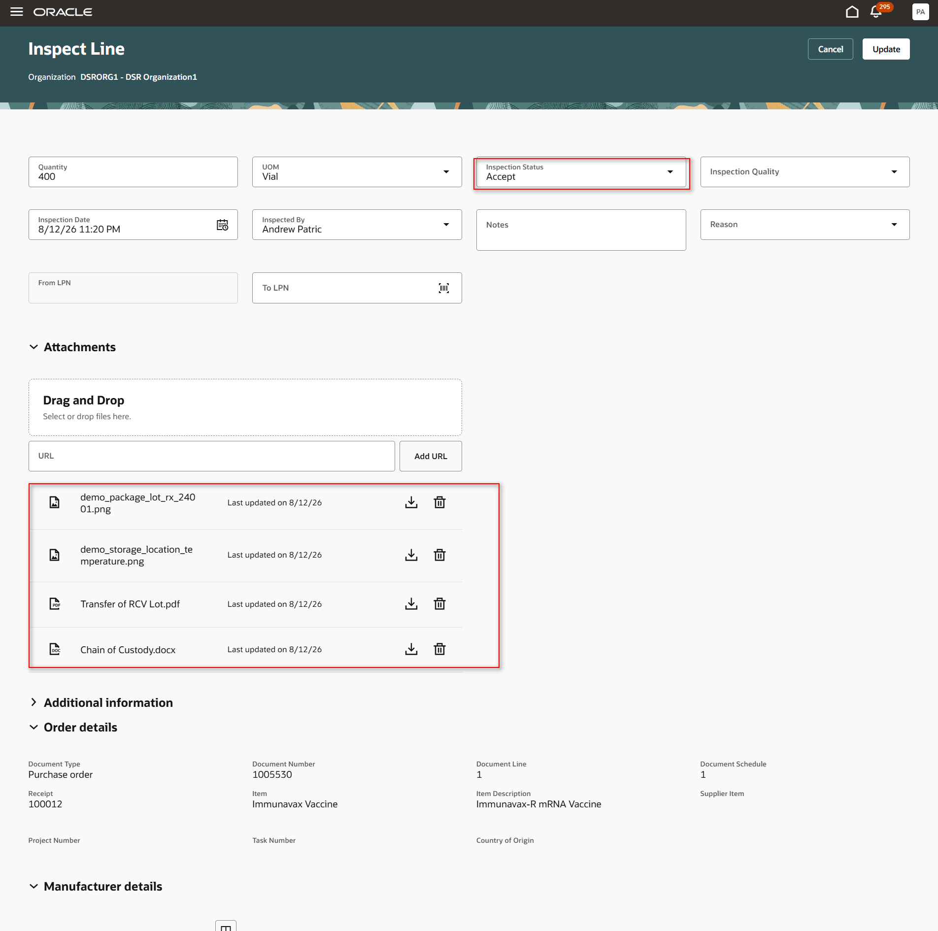 Transaction with Attachments