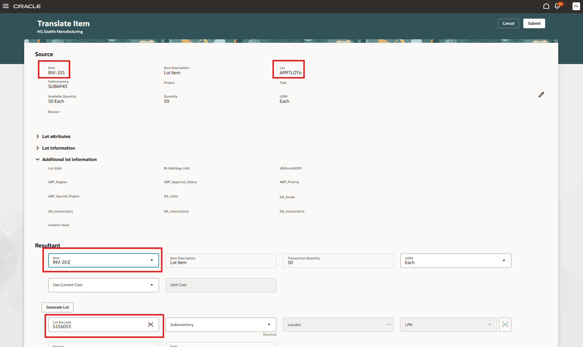 Translate Item desktop view
