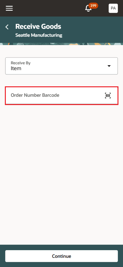 Receive Goods - Optional order number field
