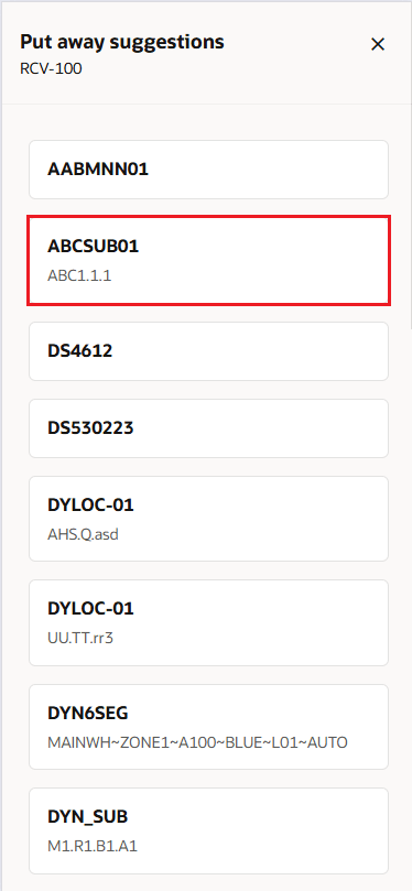 Putaway Goods - Mobile