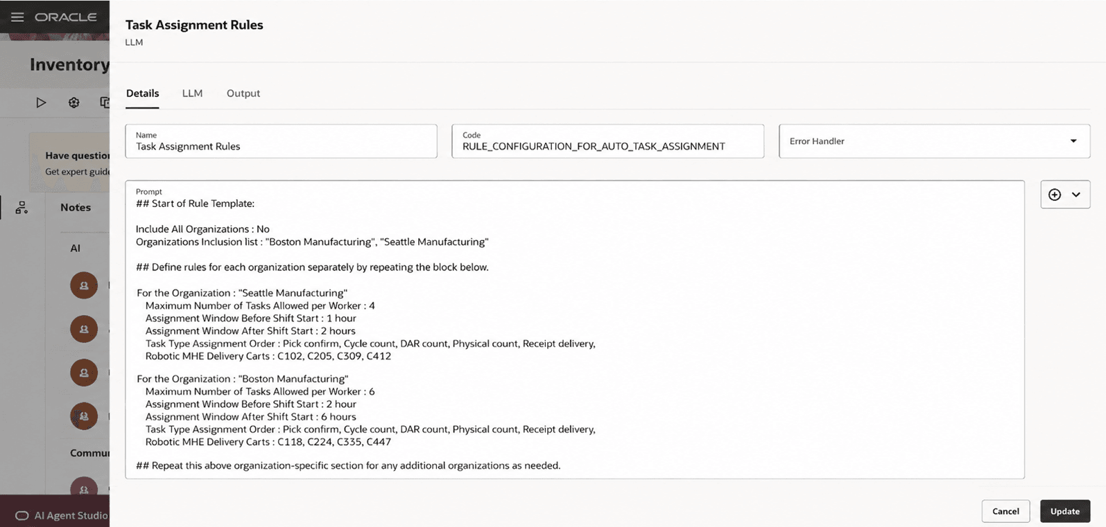 Sample task allocation rule defined in Task Assignment Rules node