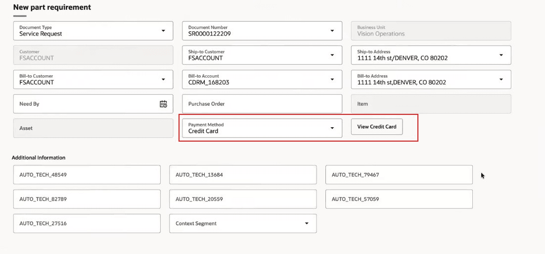 Credit Card Drawer with Credit Card selected