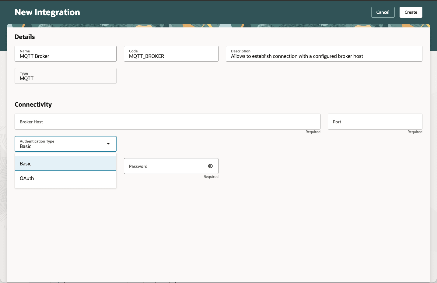 Authentication Type options