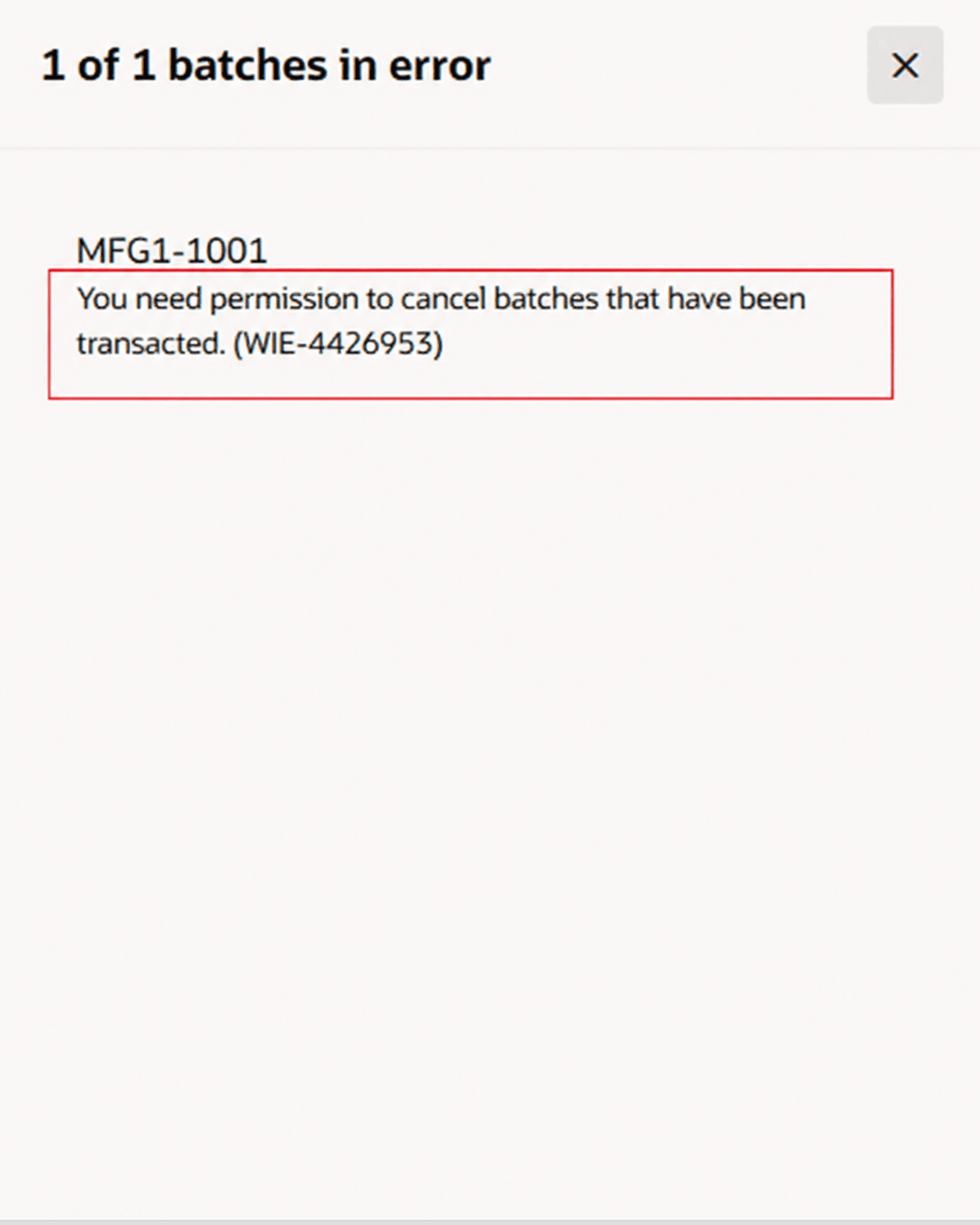Error Message to Restrict Batch Cancel Action 