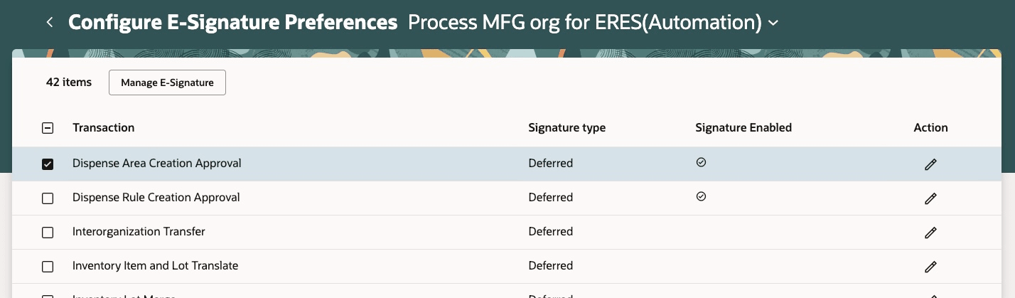 Configure e-signature preferences for dispense areas