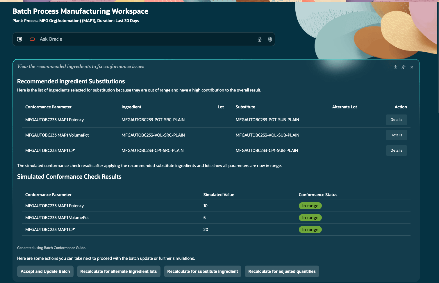 Recommendations from the agent to resolve conformance issues