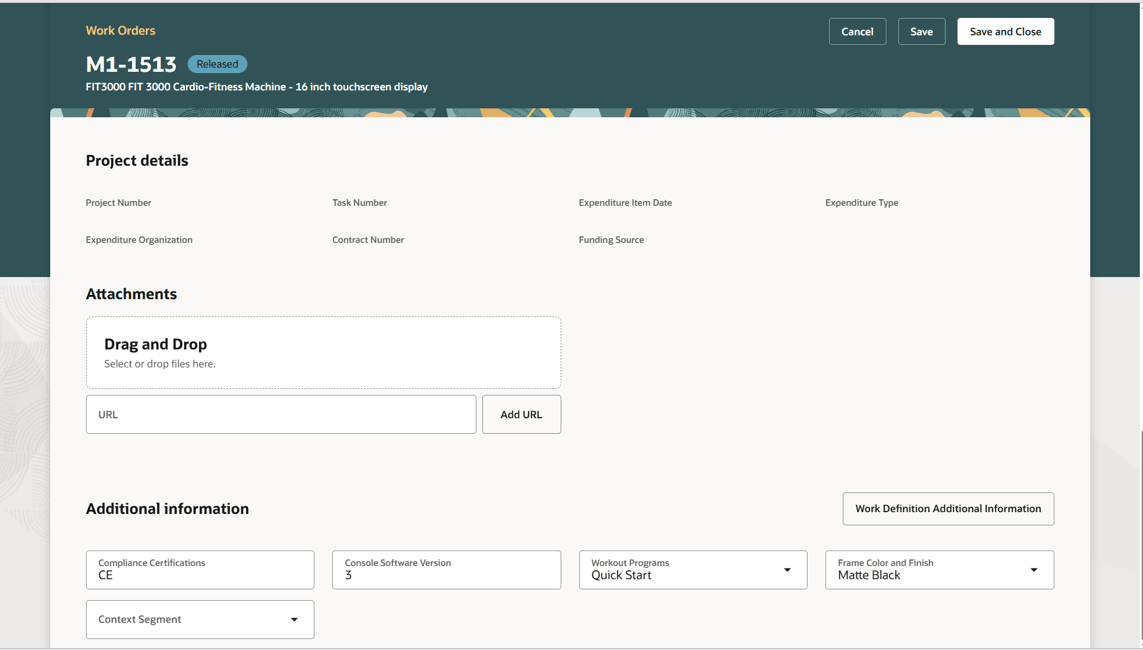 Copy of work definition header flexfields to work order header