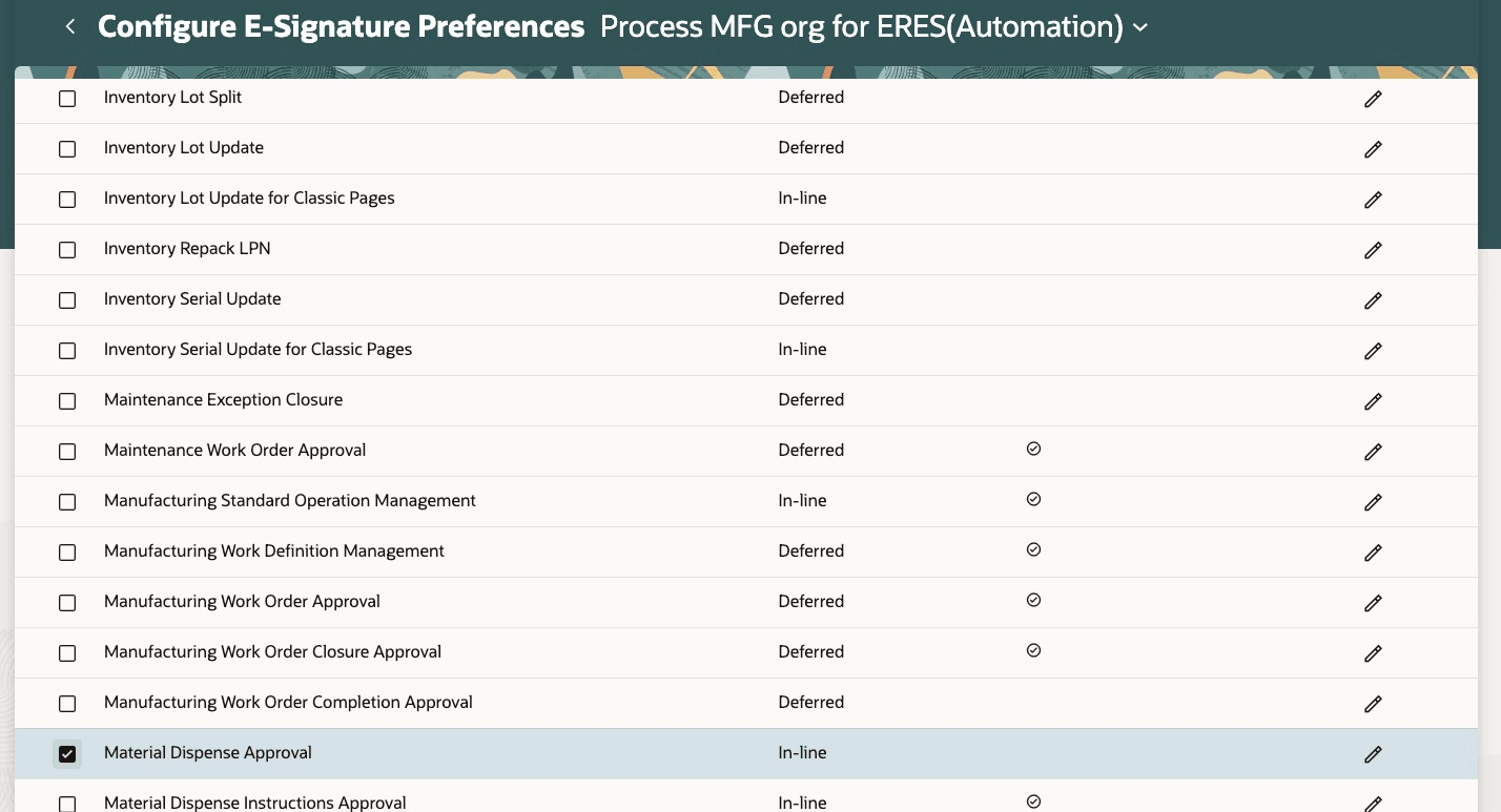 Configure material dispense approval