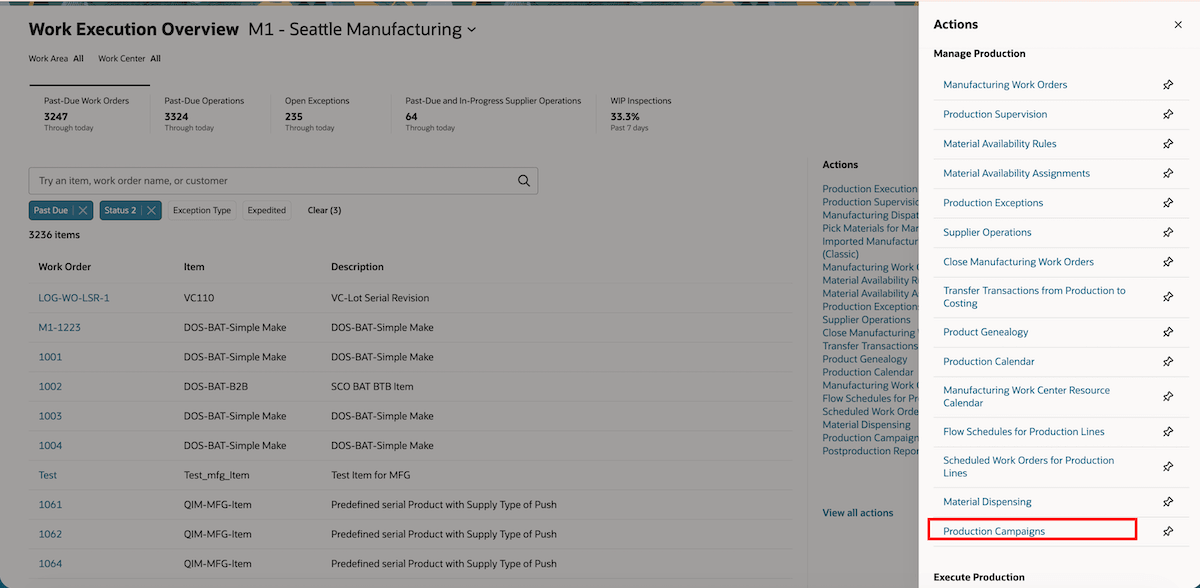 Production Campaigns task