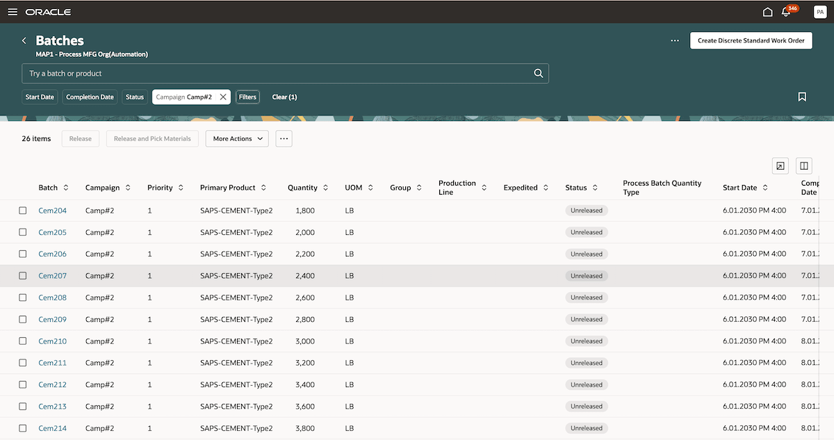 View batches based on campaign details