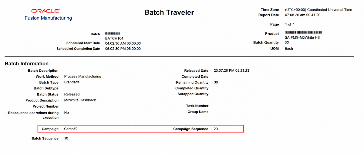 Batch Traveler Report- Campaign Details