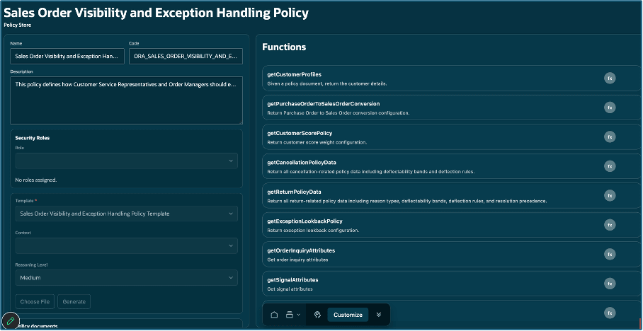 Customise the policy