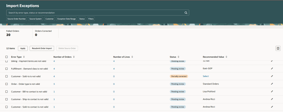 Import exceptions