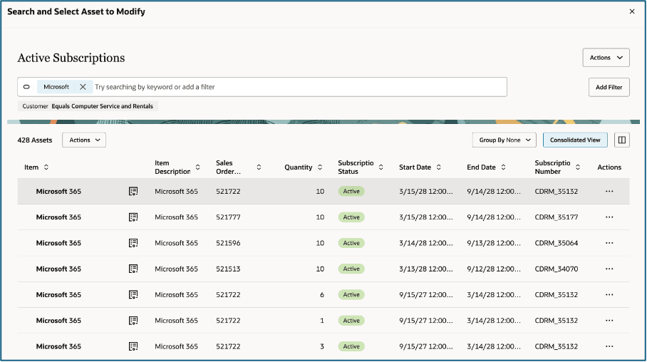 Asset Picker - Consolidated View