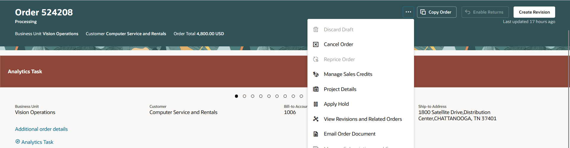 View Revisions and Related Orders