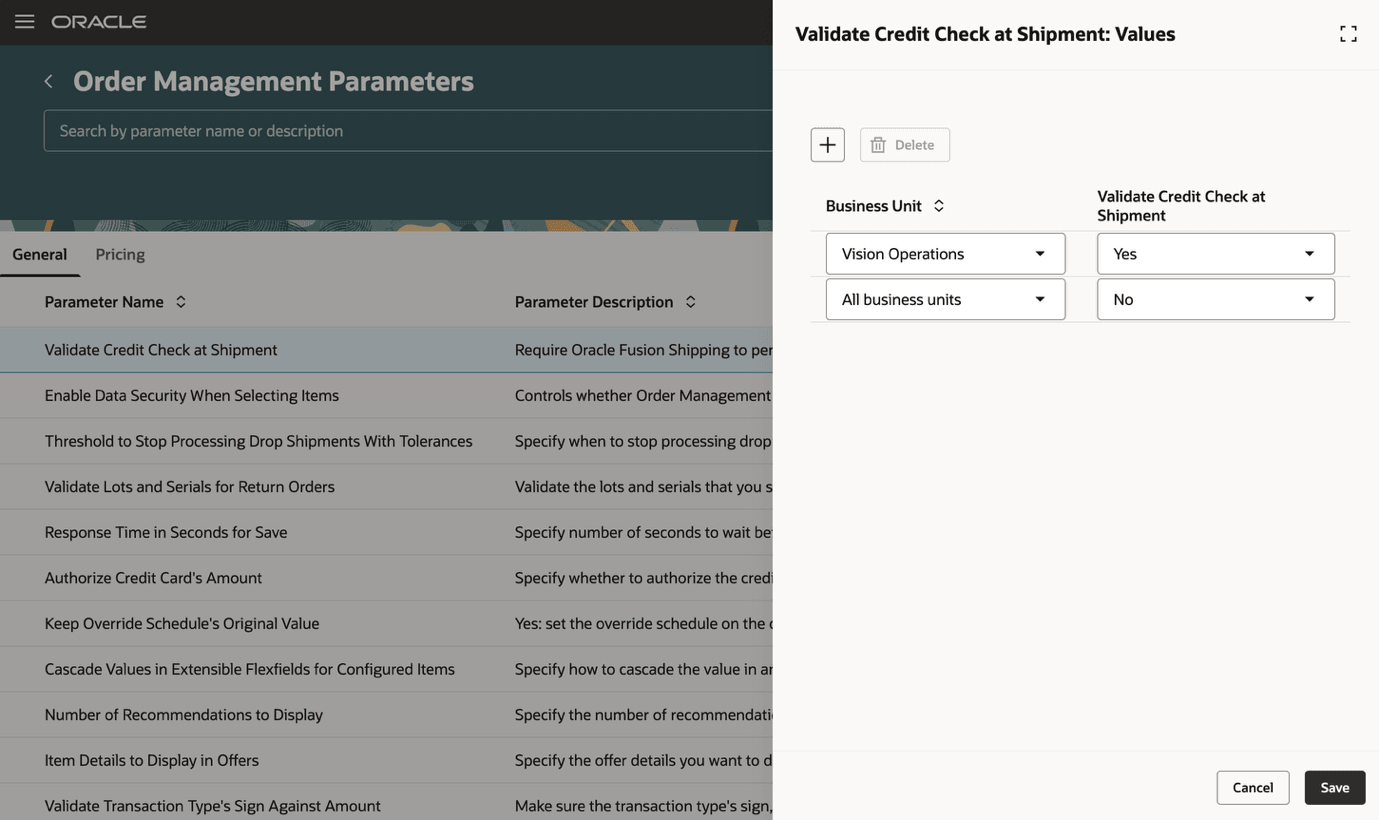Select parameter and save. 