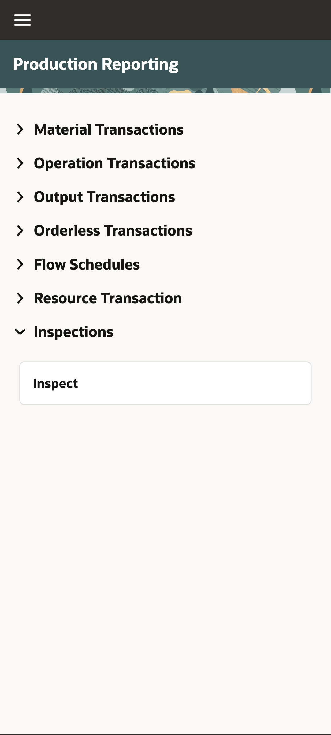 Access inspection through Production Reporting