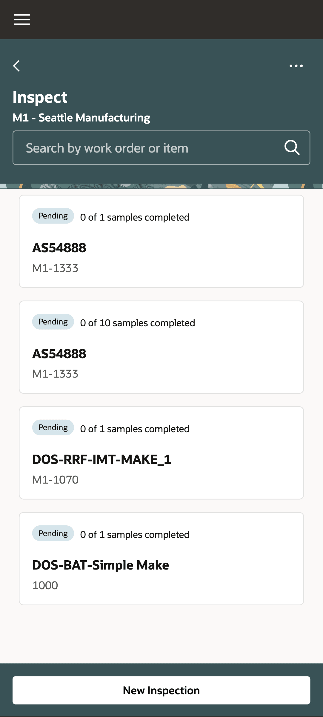 Manage worklist of samples for inspection