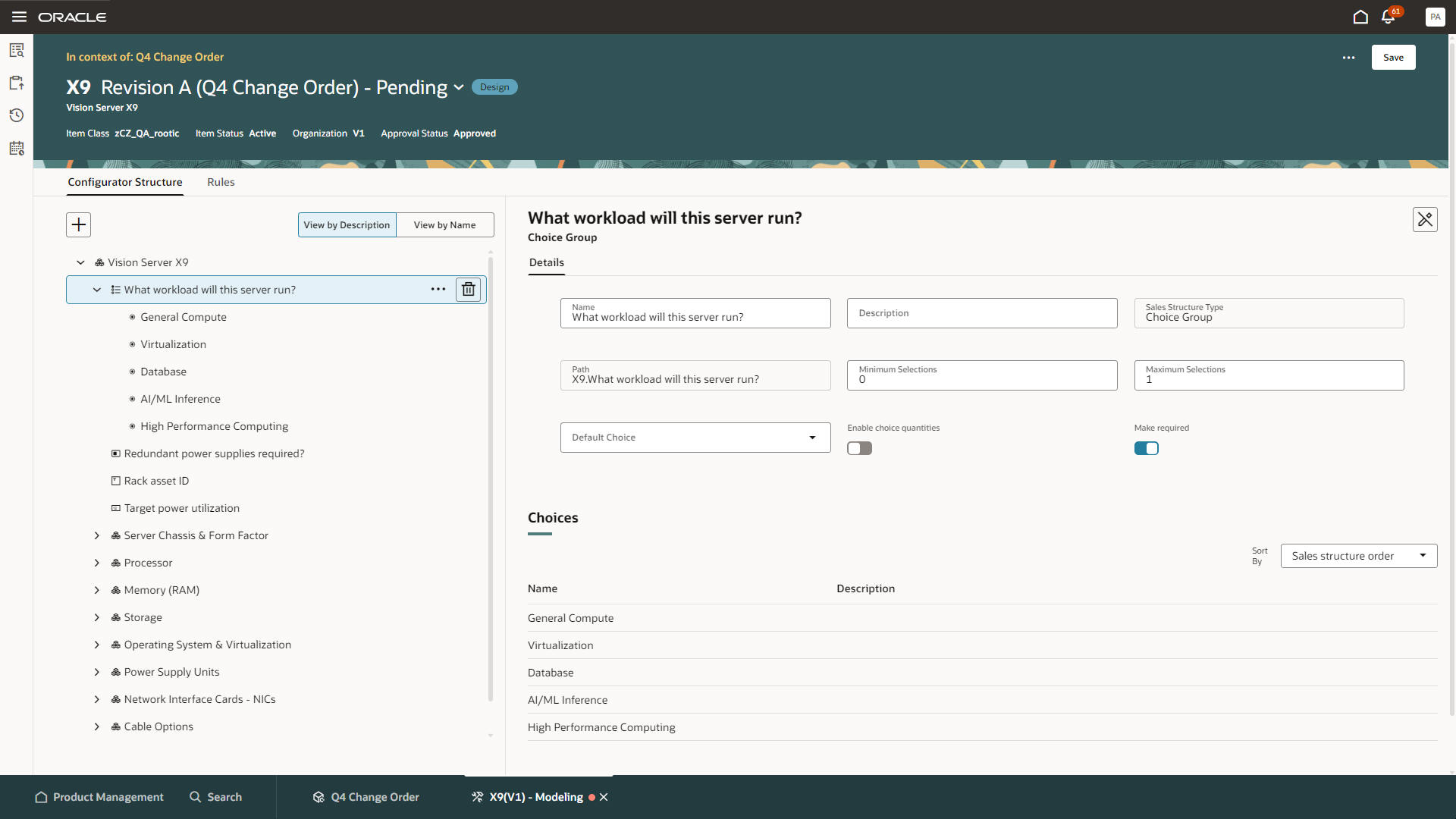 Configurator Modeling: Sales structure component (Choice Group)
