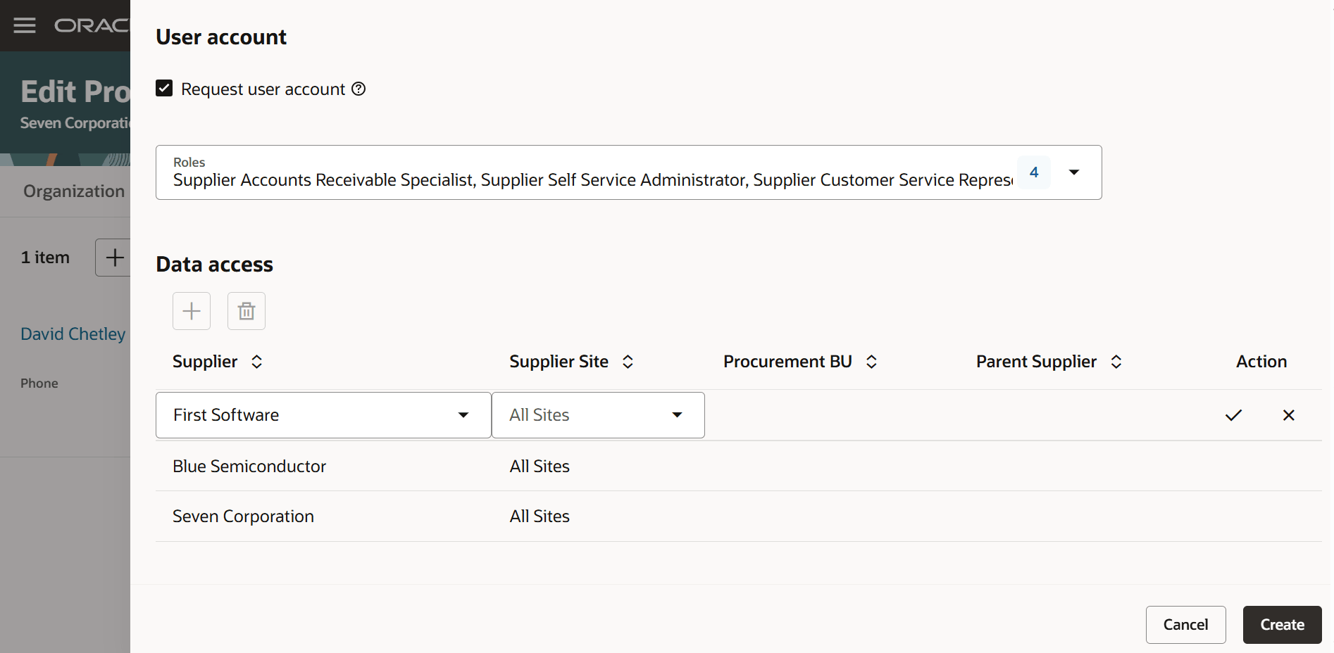 Assign multisupplier data access to a single contact user account