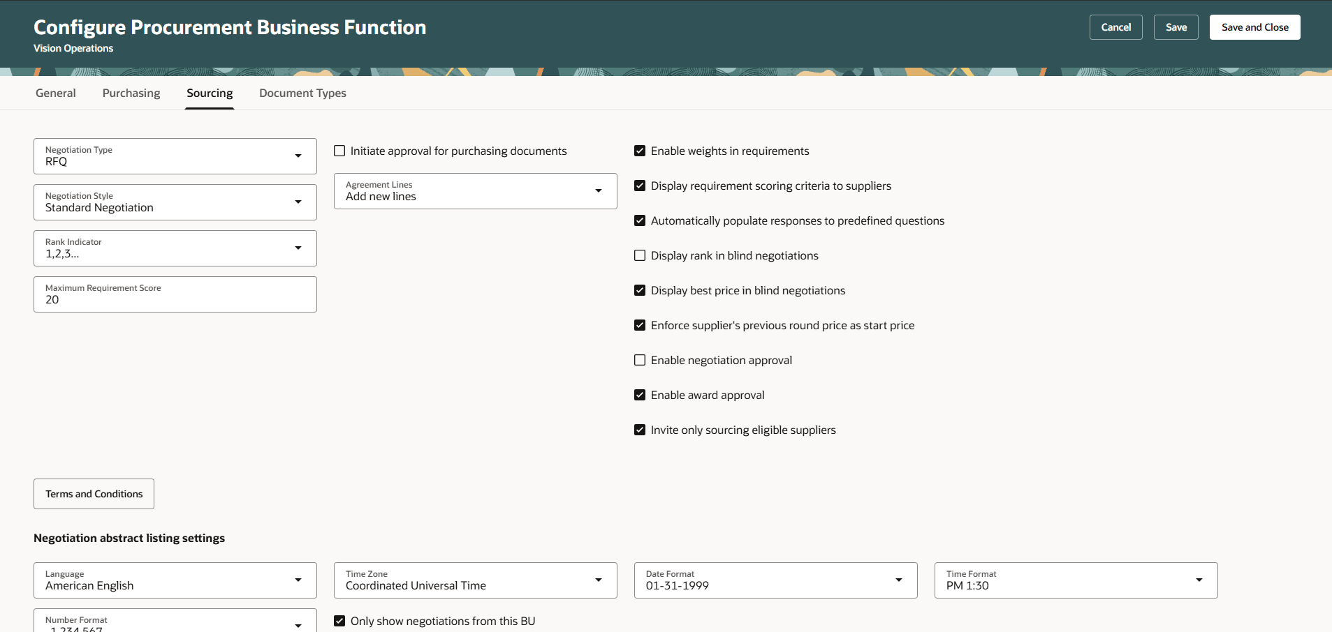 Configure Sourcing Settings