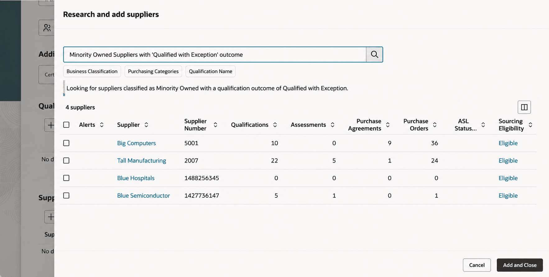 Research and add Suppliers