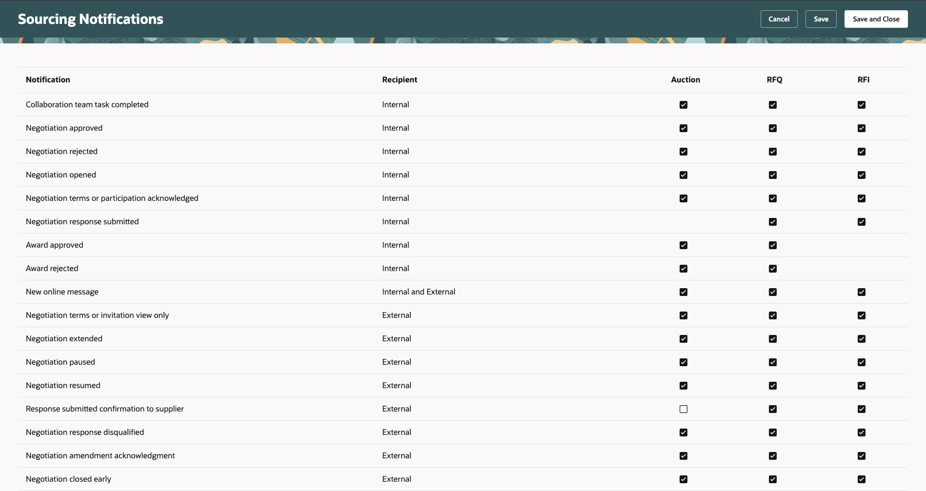 Set up Sourcing notification subscriptions