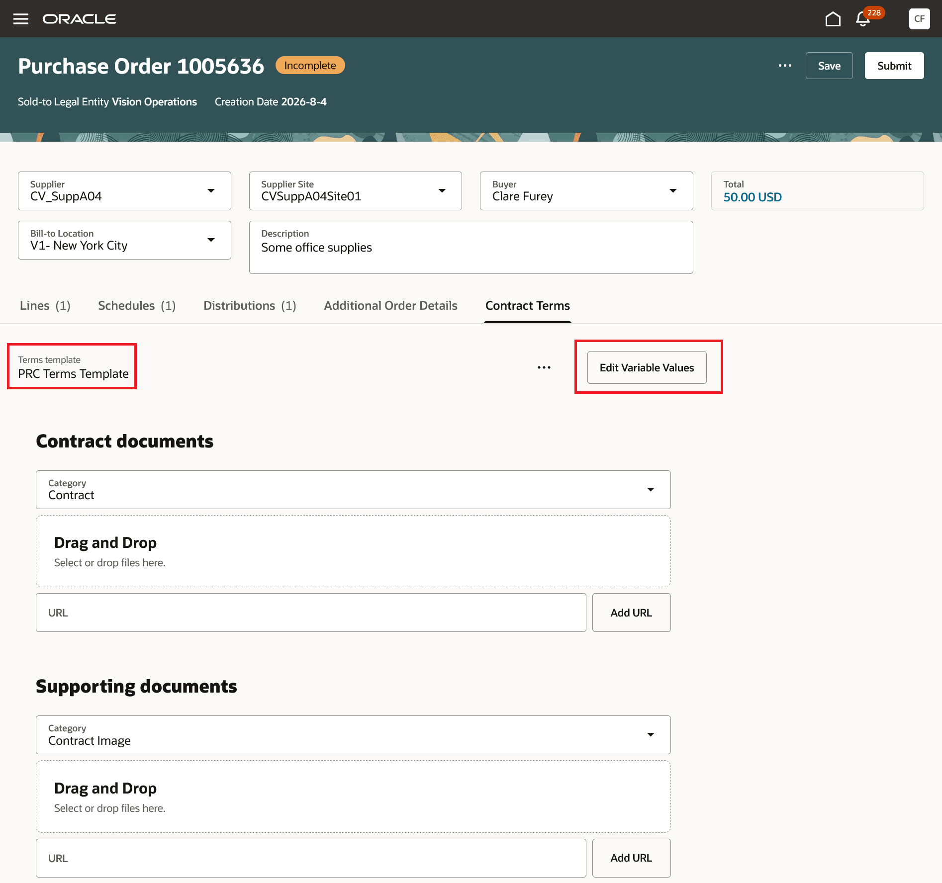 Purchase Order Terms Template With User Variables