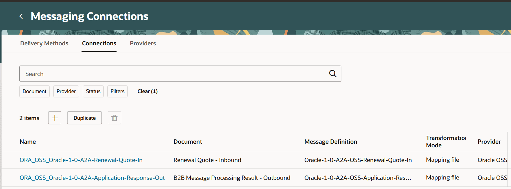 Oracle OSS Connections
