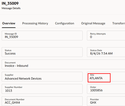 Message details – History page