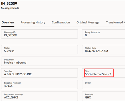 Message details – History page
