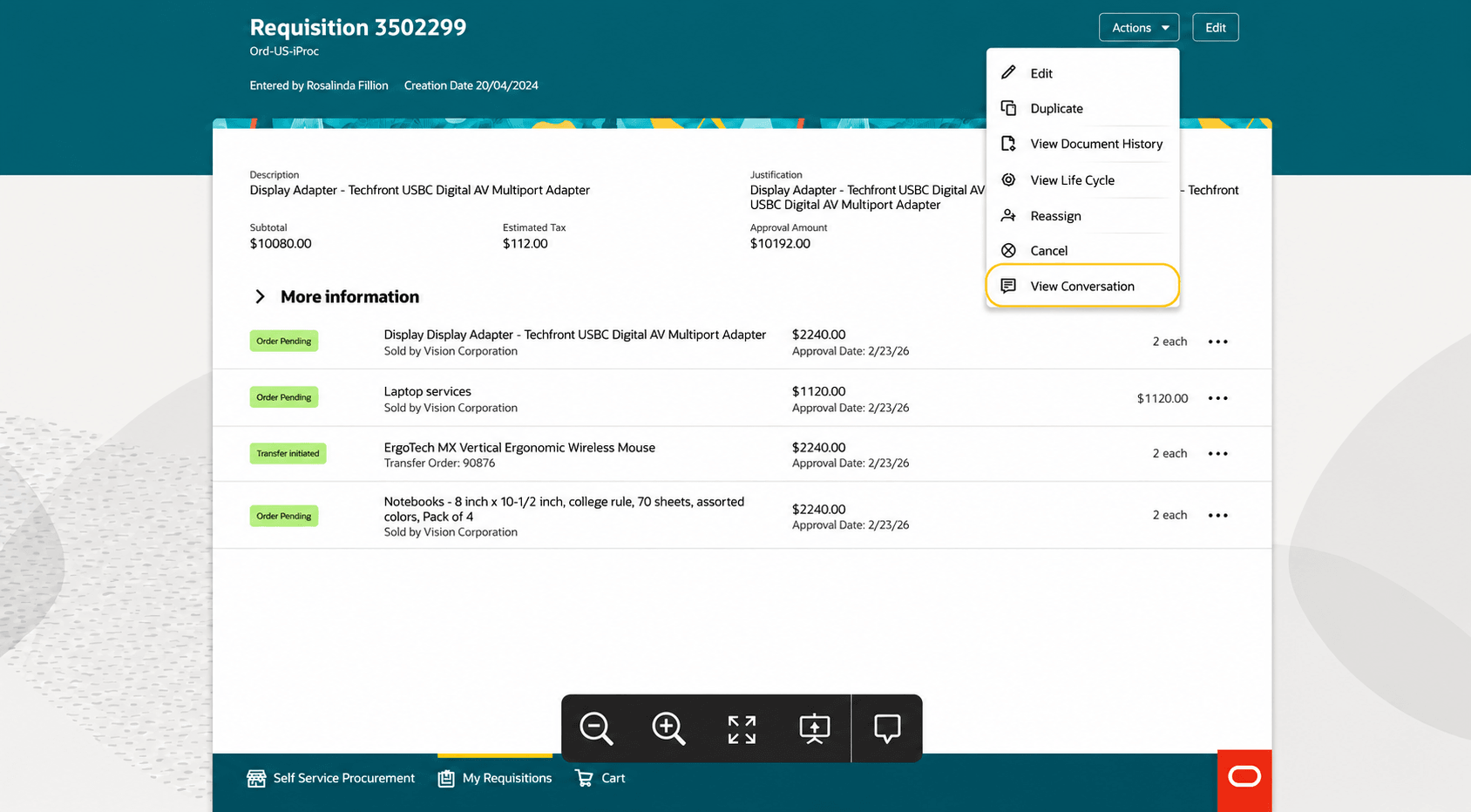 Launch Microsoft Teams conversation from a requisition