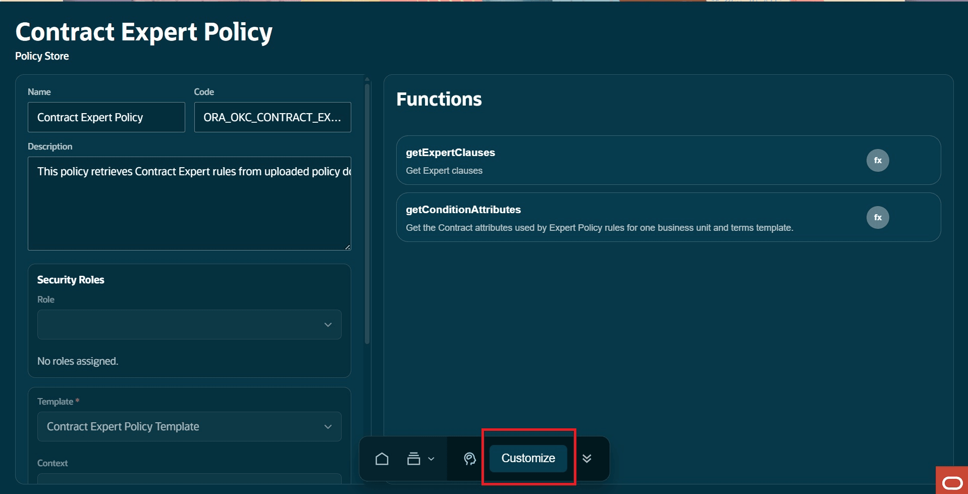 Click on Customize