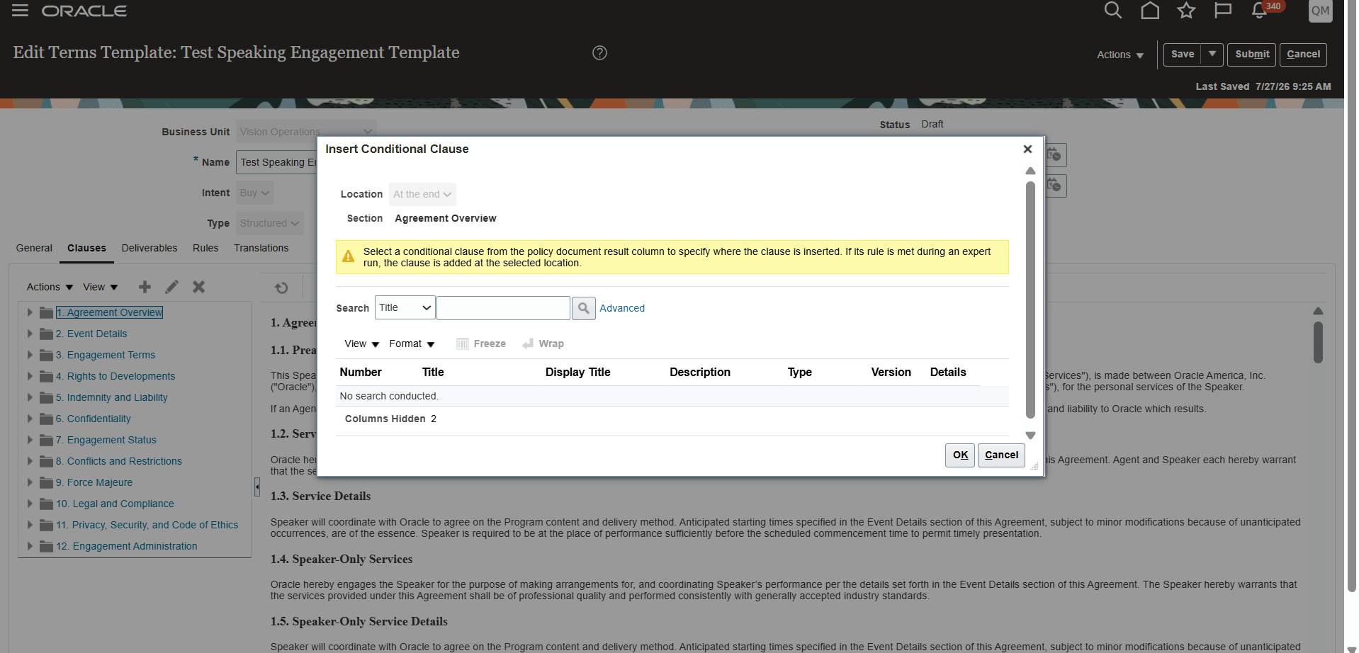Insert Conditional Clause at the Section level