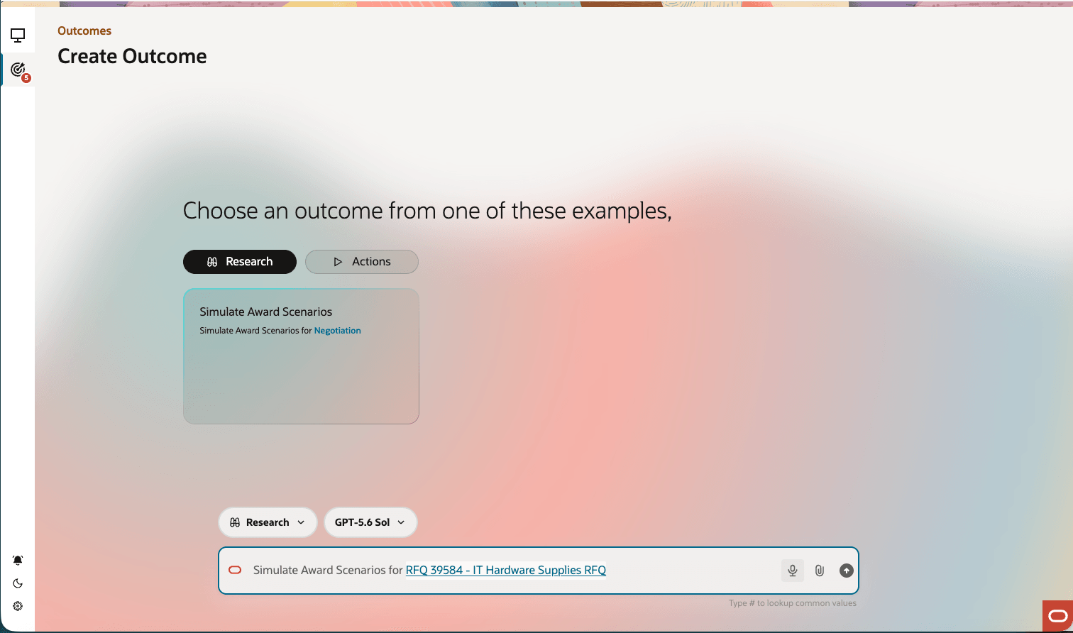 Create Outcome: Select Simulate Award Scenario