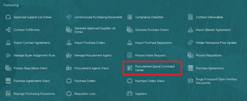 Procurement Spend Command Center quick action