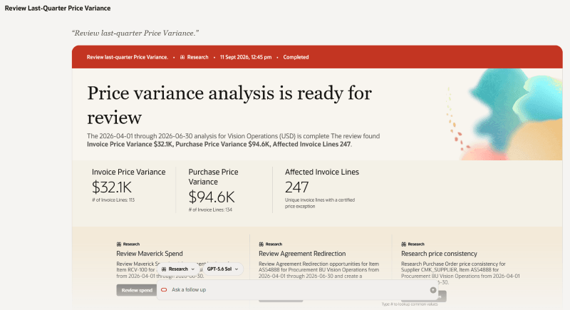 Price variance analysis