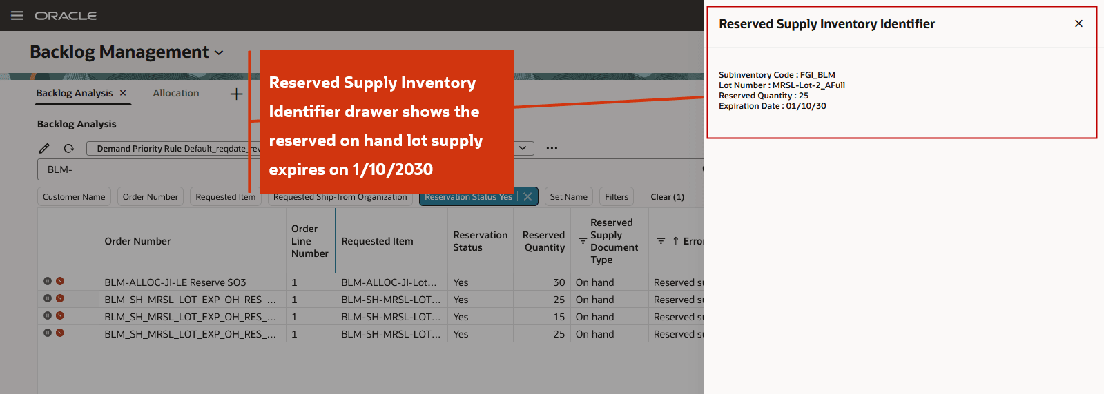 Reserved Supply Inventory Identifier Drawer