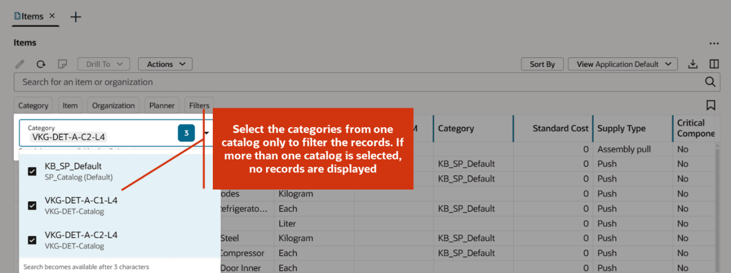 Select categories only from one catalog