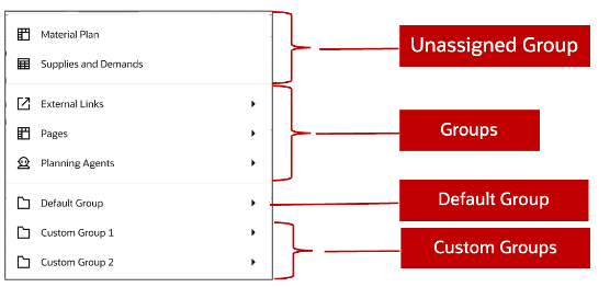 Logical grouping in drill-to menu