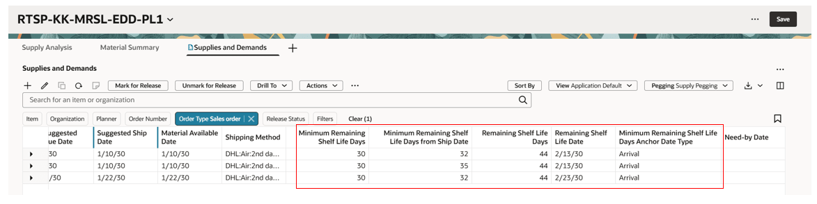 MRSL attributes derived  , computed, and displayed on the Supplies and Demands page