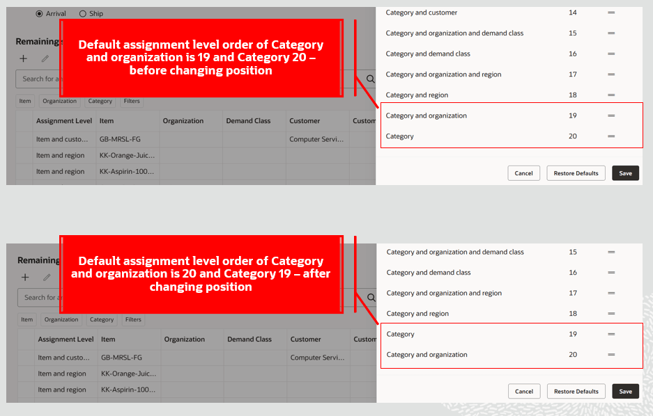 Manage Assignment Level Order Used to Change Level Order