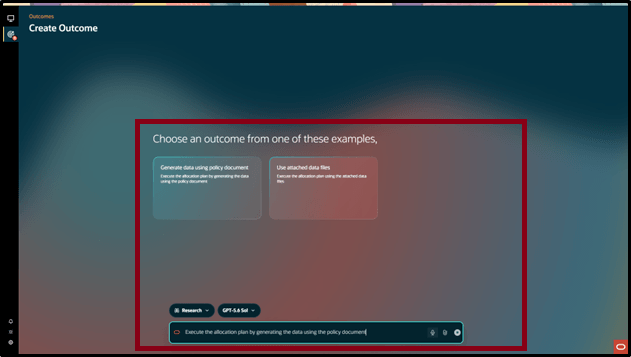Create Outcome page